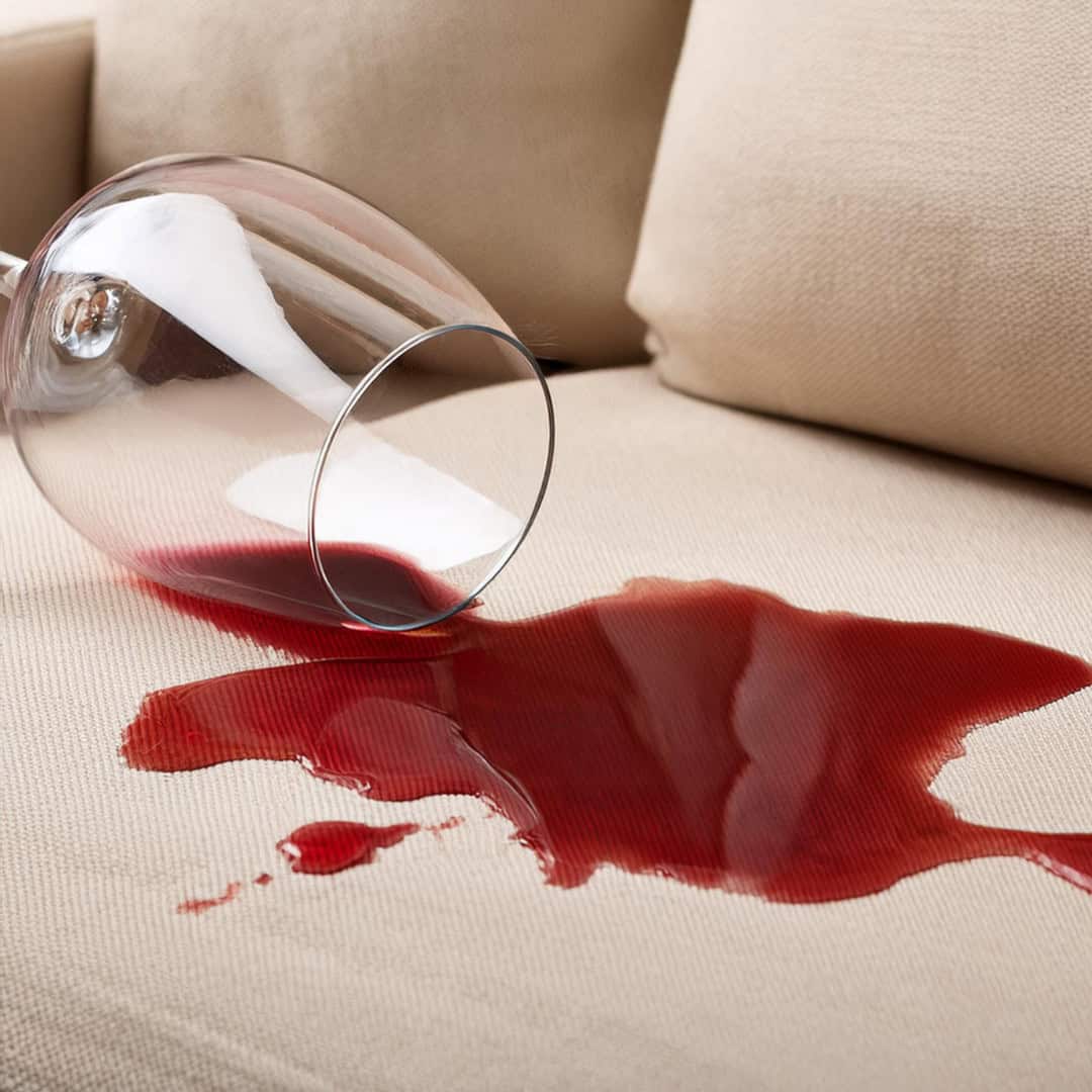 Red wine on stain protected sofa